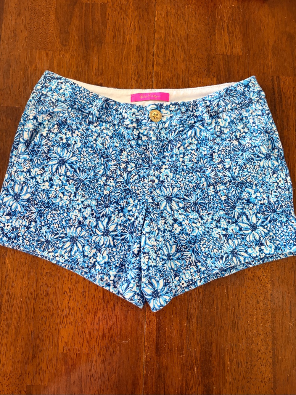 Lilly Pulitzer Blue Floral High-Waist Shorts